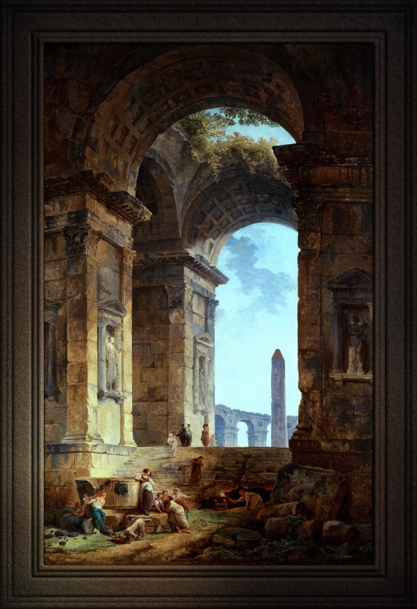 Ruins With An Obelisk In The Distance Classical Fine Art Reproduction Print